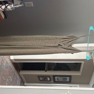 Sleeveless V-Neck Jumpsuit in Olive Taupe